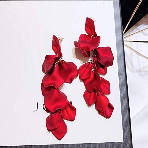 Red Rose Dangling Earrings