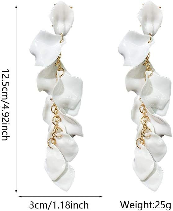 White Beauty Rose Dangling Earrings